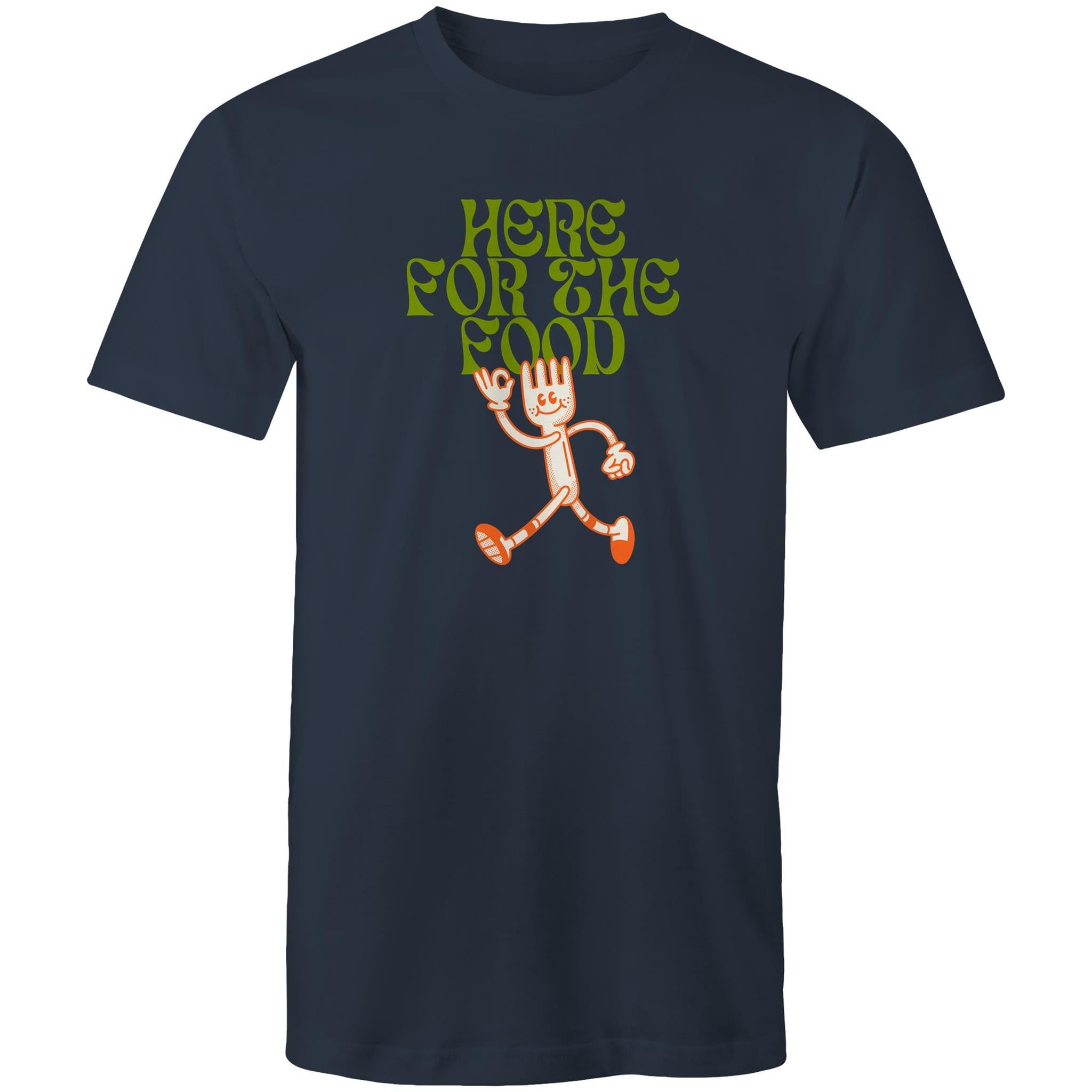 Here For The Food - Mens T-Shirt Navy Mens T-shirt Food Printed In Australia