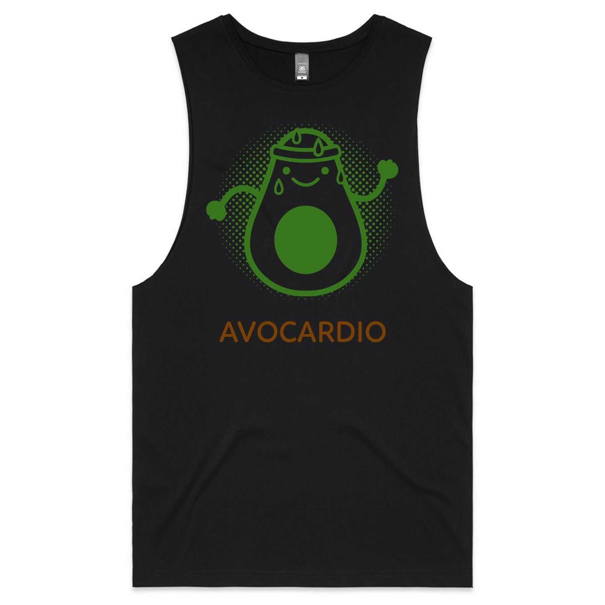 Avocardio - Tank Top Tee Black Drop Arm Tank Top Fitness Printed In Australia