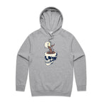 Coffee Skull - Mens Hoodie Grey Marle Mens Hoodie Coffee Printed In Australia