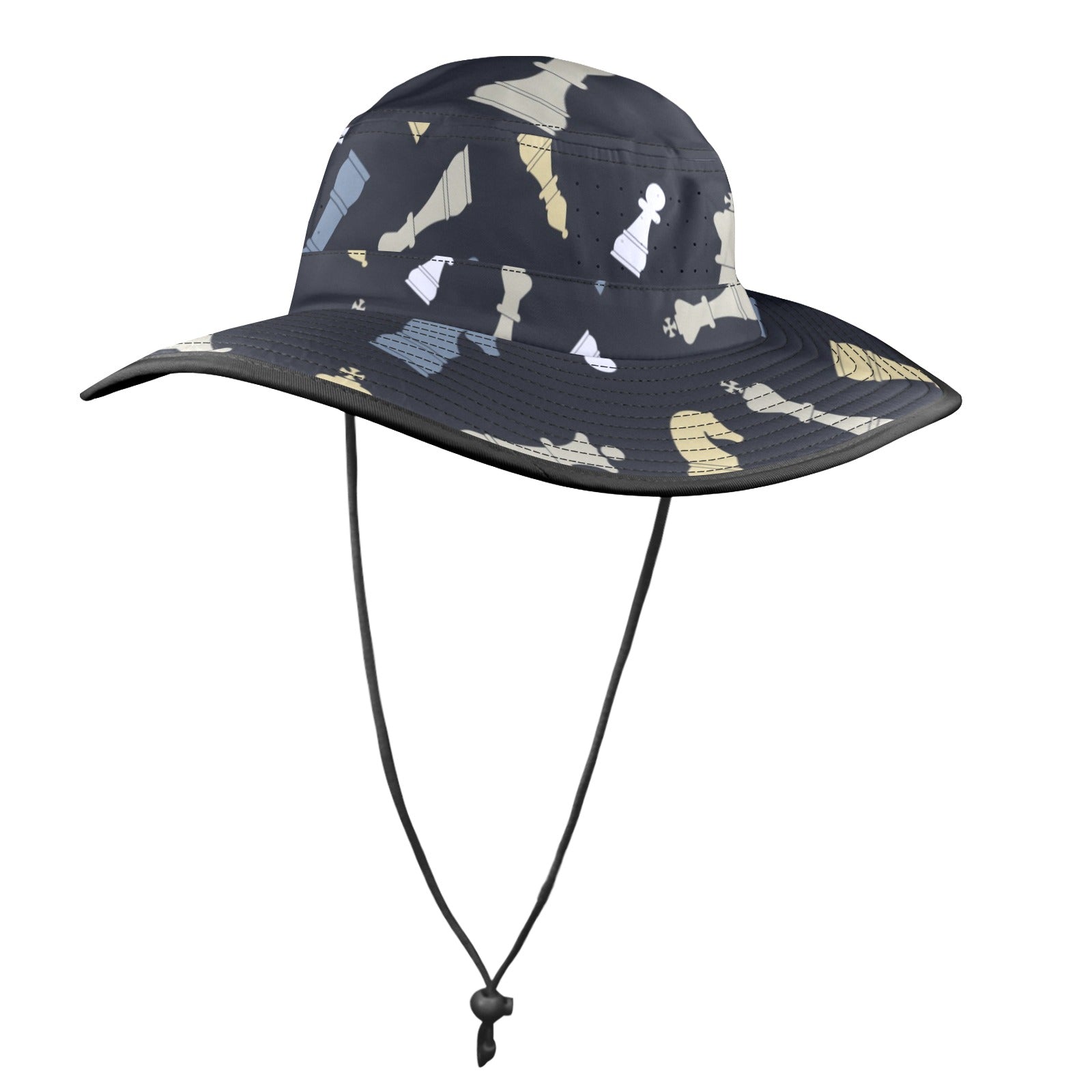 Chess Pattern - Wide Brim Bucket Hat Wide Brim Bucket Hat Chess Games Printed Offshore