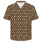 Round Pizzas On Black Men's Crinkle Hawaiian Shirt