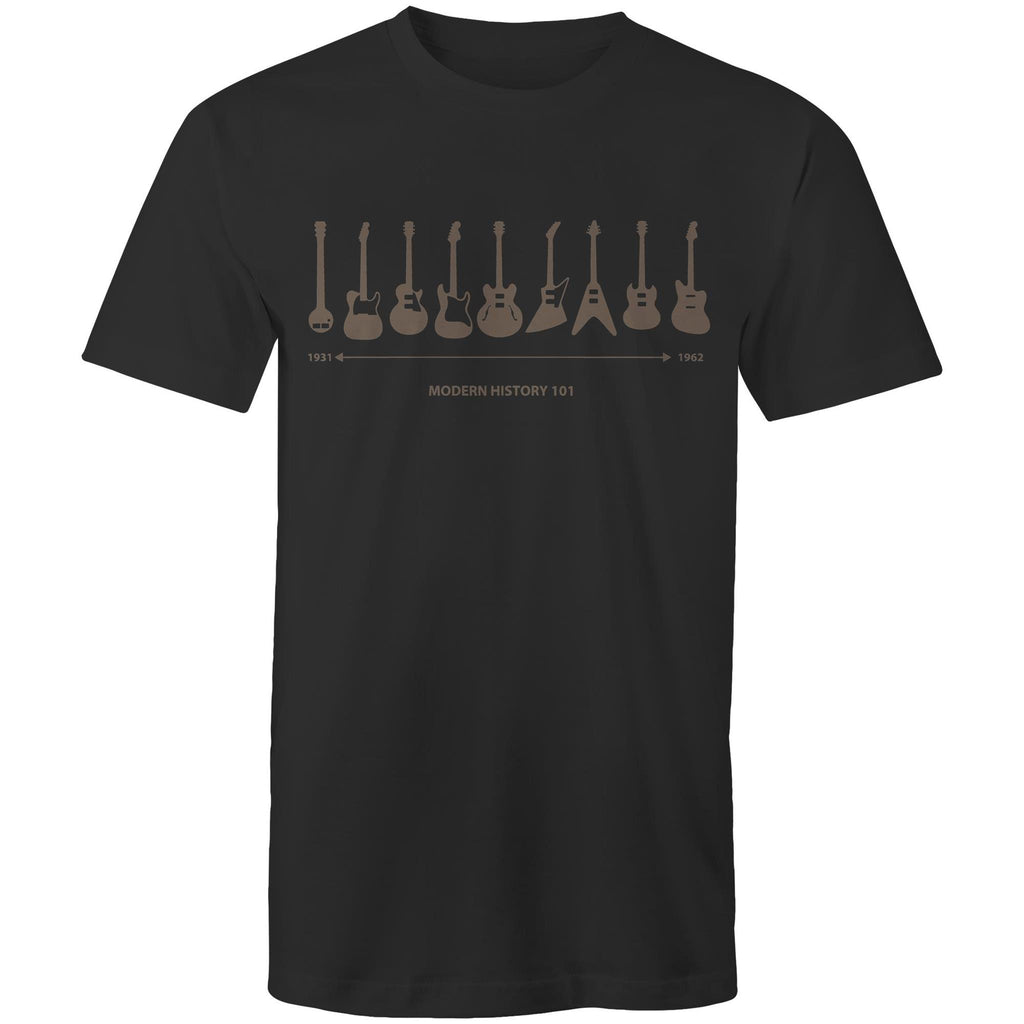 Guitar Timeline - Mens T-Shirt Black Mens T-shirt Music Printed In Australia