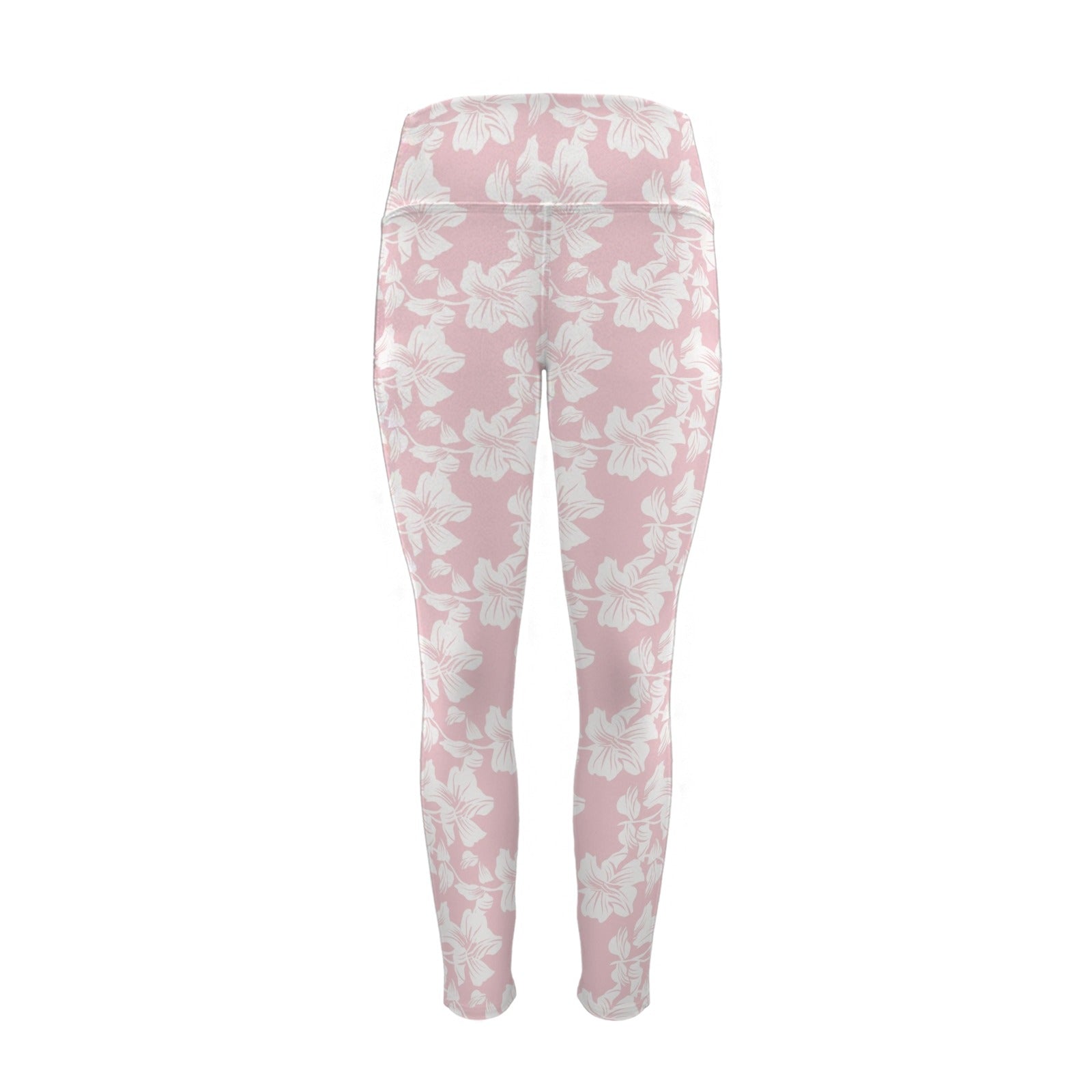Pink Hawaiian Floral Women's High Waist Pockets Yoga Leggings Women's High Waist Pockets Yoga Leggings Plants Printed Offshore