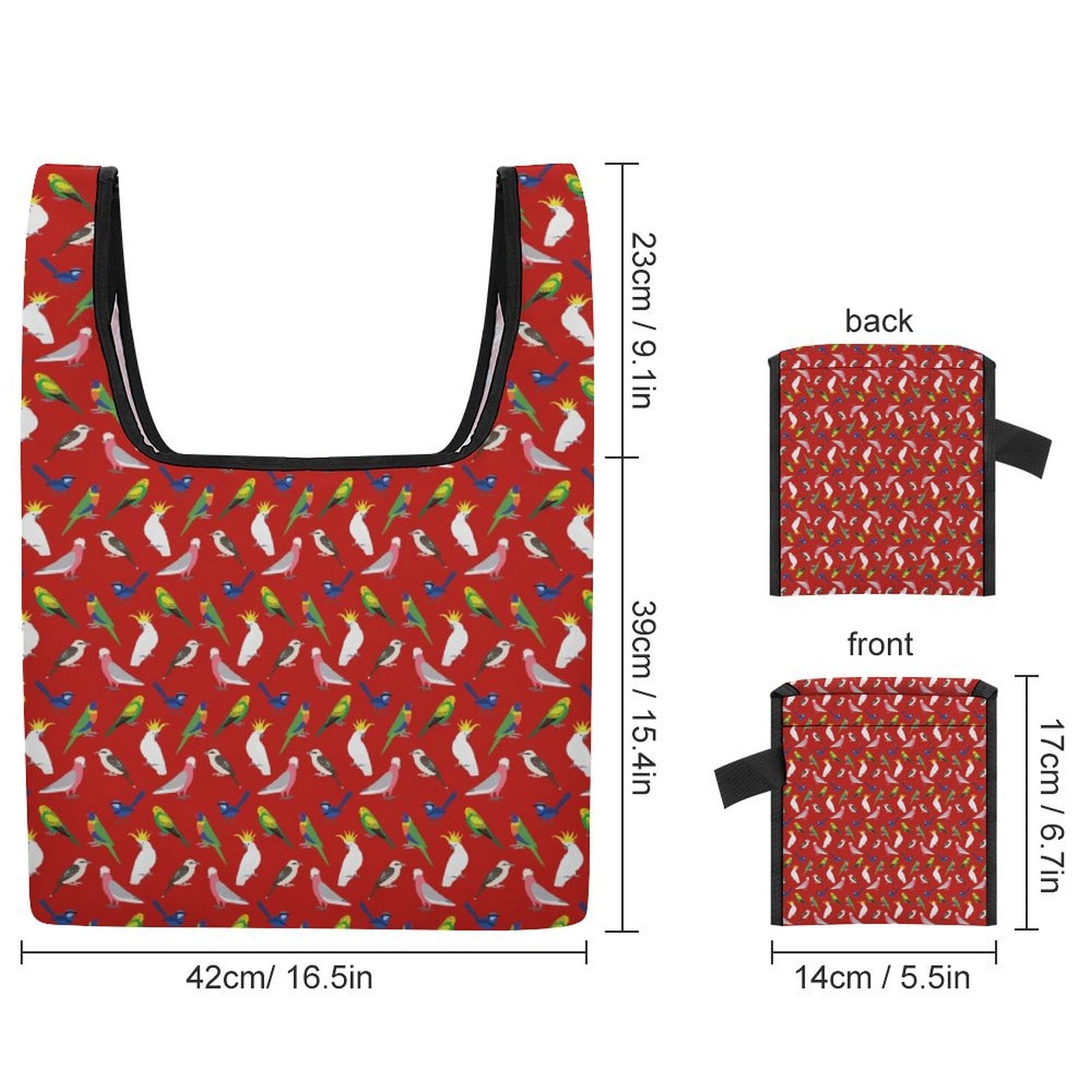 Australian Birds On Red Foldable Shopping Bag