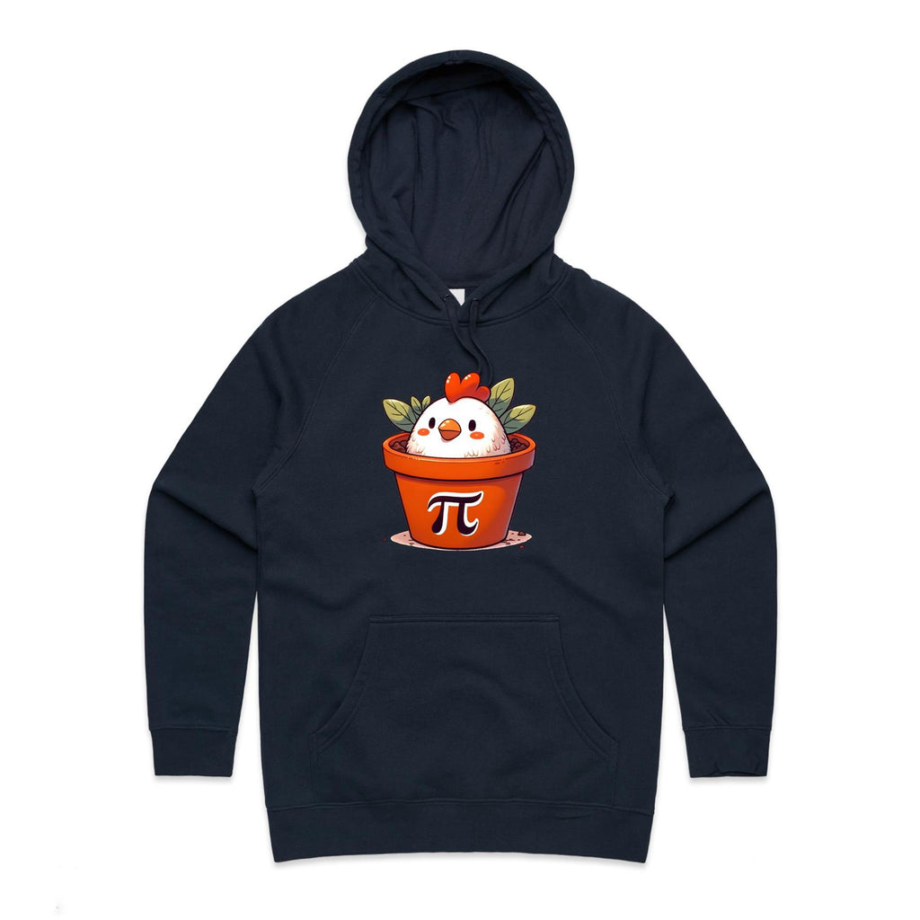 Chicken Pot Pi - Womens Hoodie Navy Womens Hoodie animal Maths Printed In Australia