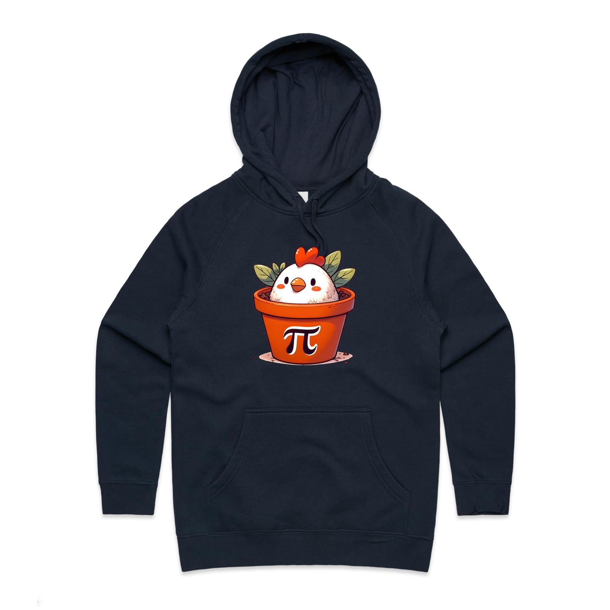 Chicken Pot Pi - Womens Hoodie Navy Womens Hoodie animal Maths Printed In Australia