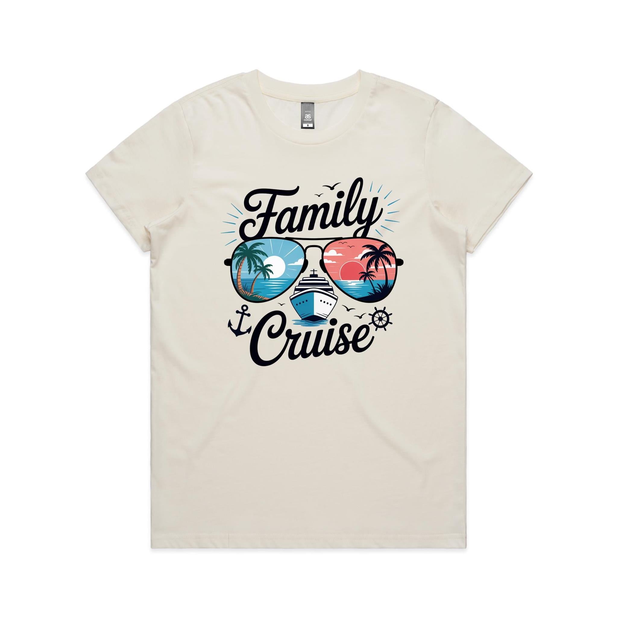 Family Cruise Womens Cruise T-shirt Natural Womens Cruise T-shirt Cruise Printed In Australia