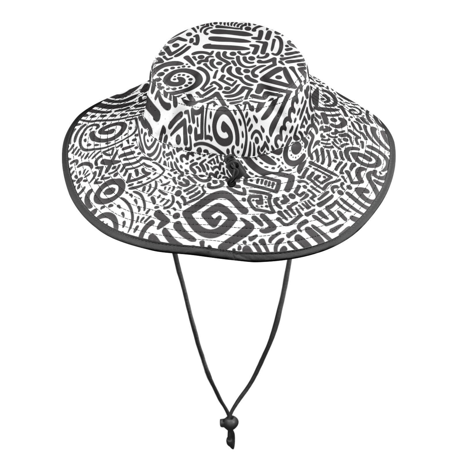 Black And White - Wide Brim Bucket Hat Wide Brim Bucket Hat Printed Offshore