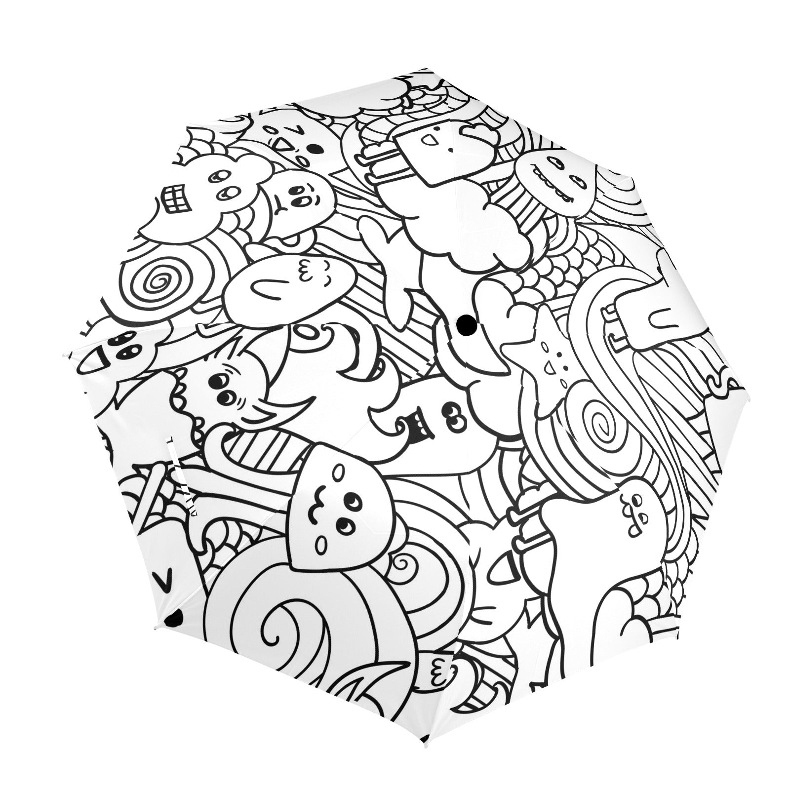 Black And White Creatures - Semi-Automatic Foldable Umbrella (Model U12) One Size Semi-Automatic Foldable Umbrella (U12)