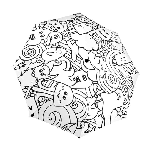 Black And White Creatures - Semi-Automatic Foldable Umbrella (Model U12) One Size Semi-Automatic Foldable Umbrella (U12)