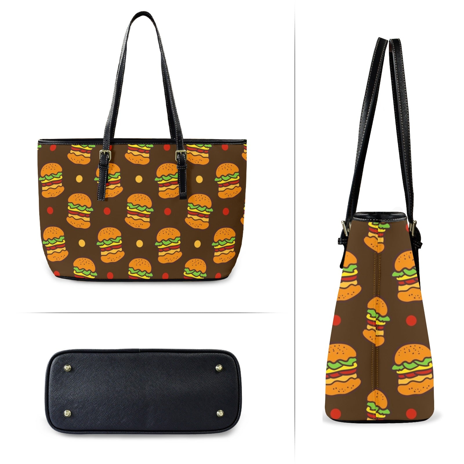 Burgers - Leather Tote Bag-Large