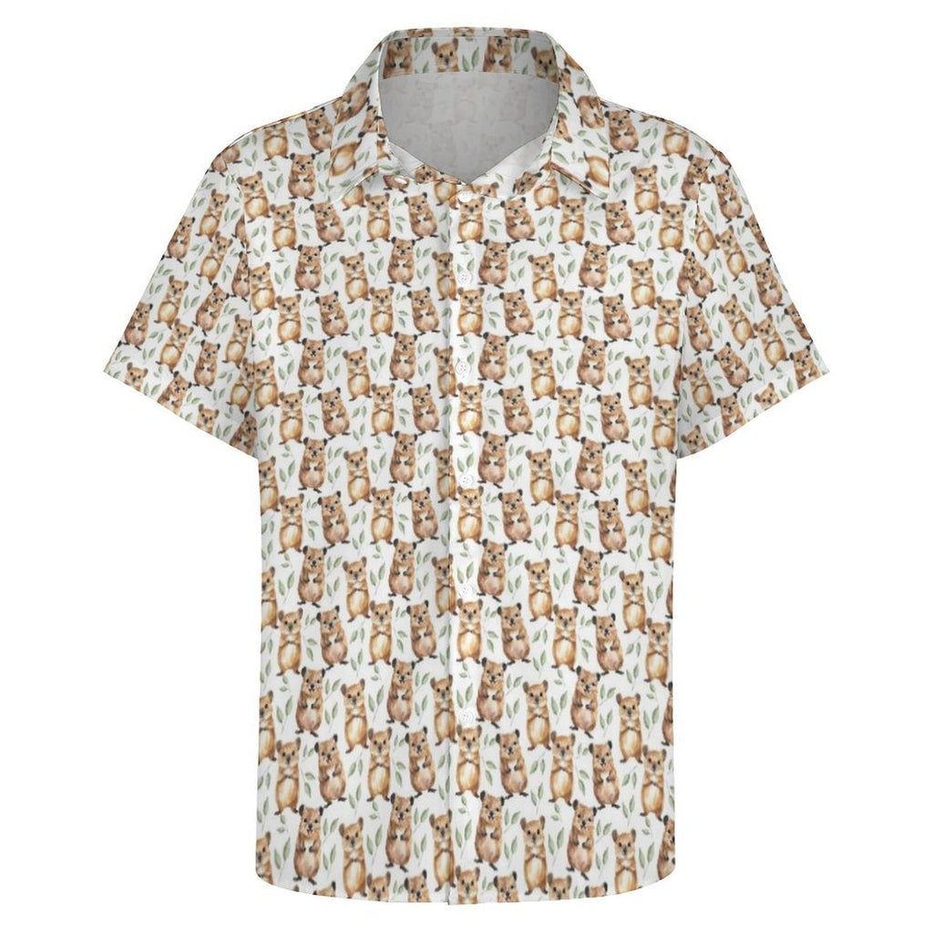 Quokkas Women's Collared Pocketless Short Sleeve Shirt