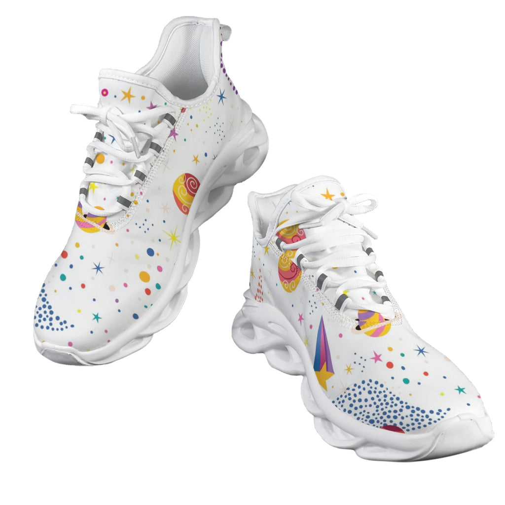 Colourful Space On White Women's Twisted Sole Sneakers