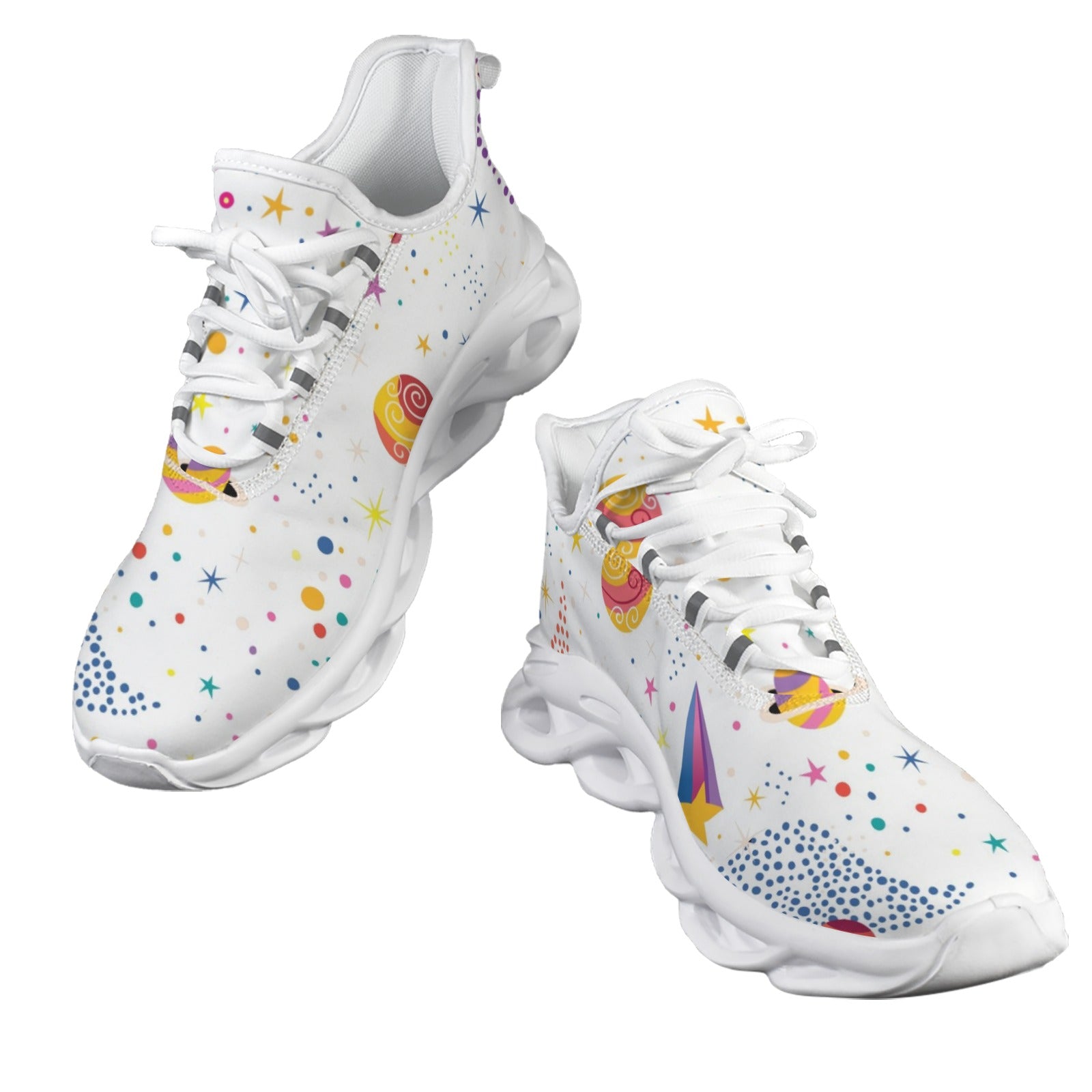 Colourful Space On White Women's Twisted Sole Sneakers