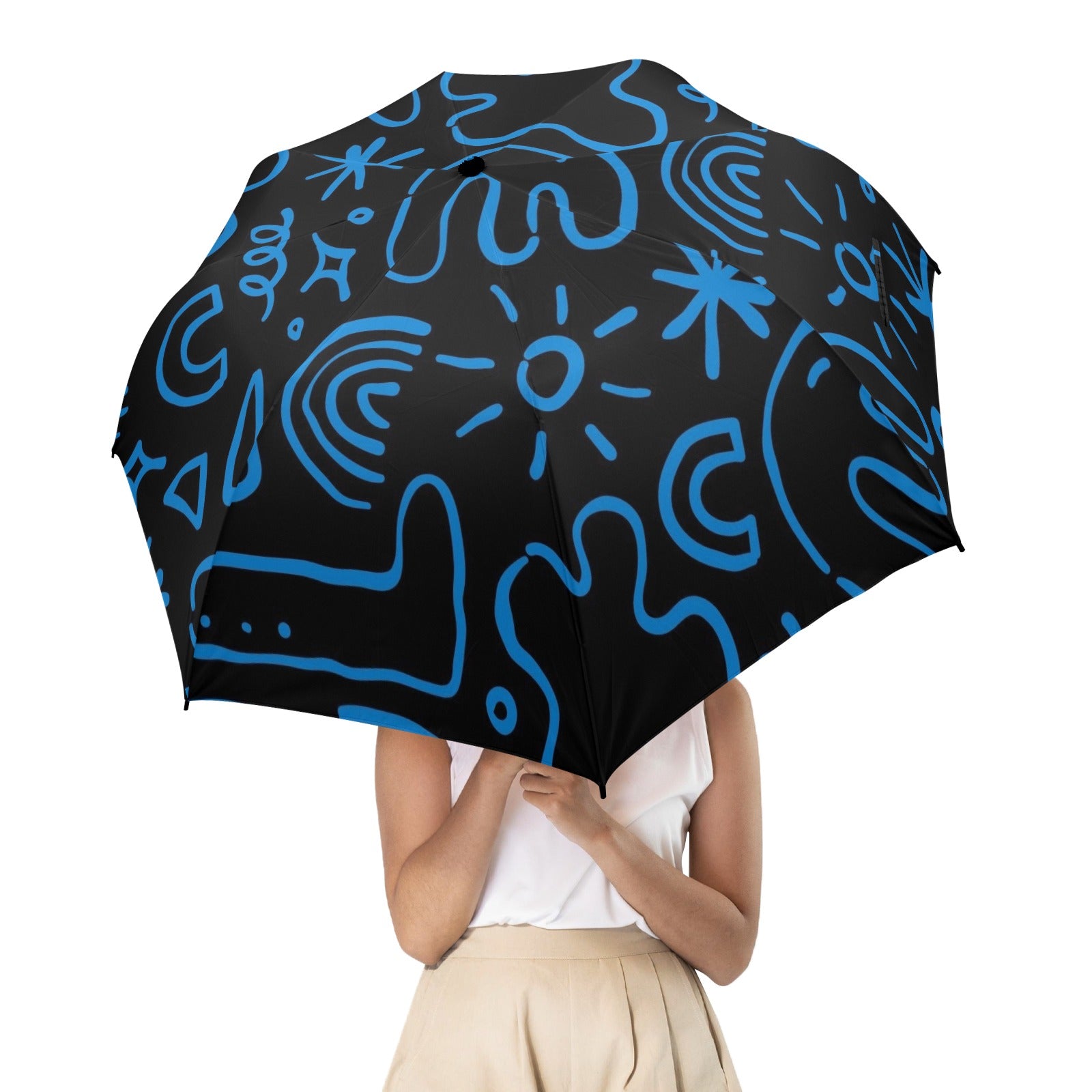 Blue Squiggle - Semi-Automatic Foldable Umbrella (Model U12) Semi-Automatic Foldable Umbrella (U12)