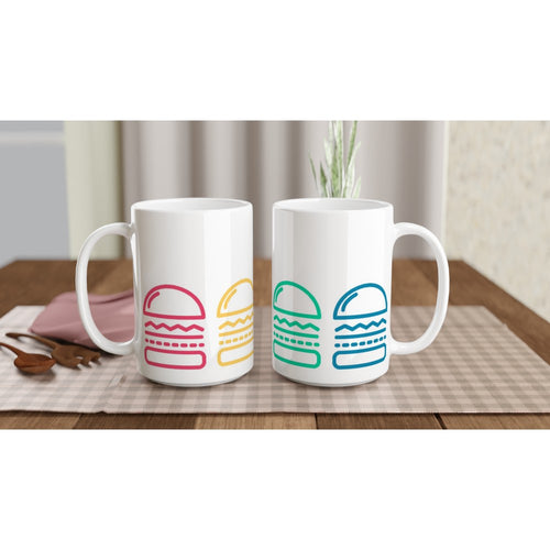 Burger, Burger, Burger - White 15oz Ceramic Mug Default Title 15oz Mug food Globally Fulfilled