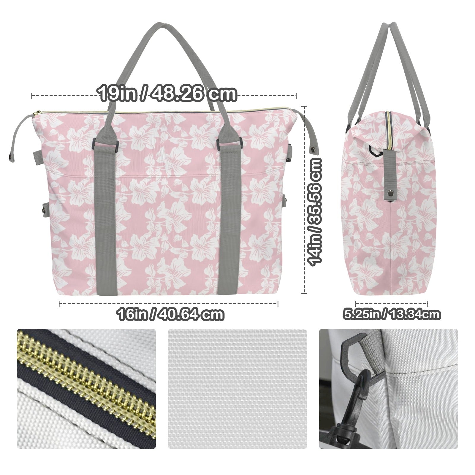 Pink Hawaiian Floral Duffle Bag-Simple (Model 1715) Duffle Bag-Simple (1715)