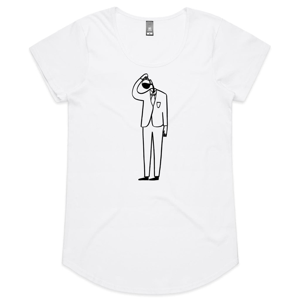 Coffee Brain - Womens Scoop Neck T-Shirt White Womens Scoop Neck T-shirt Coffee Printed In Australia