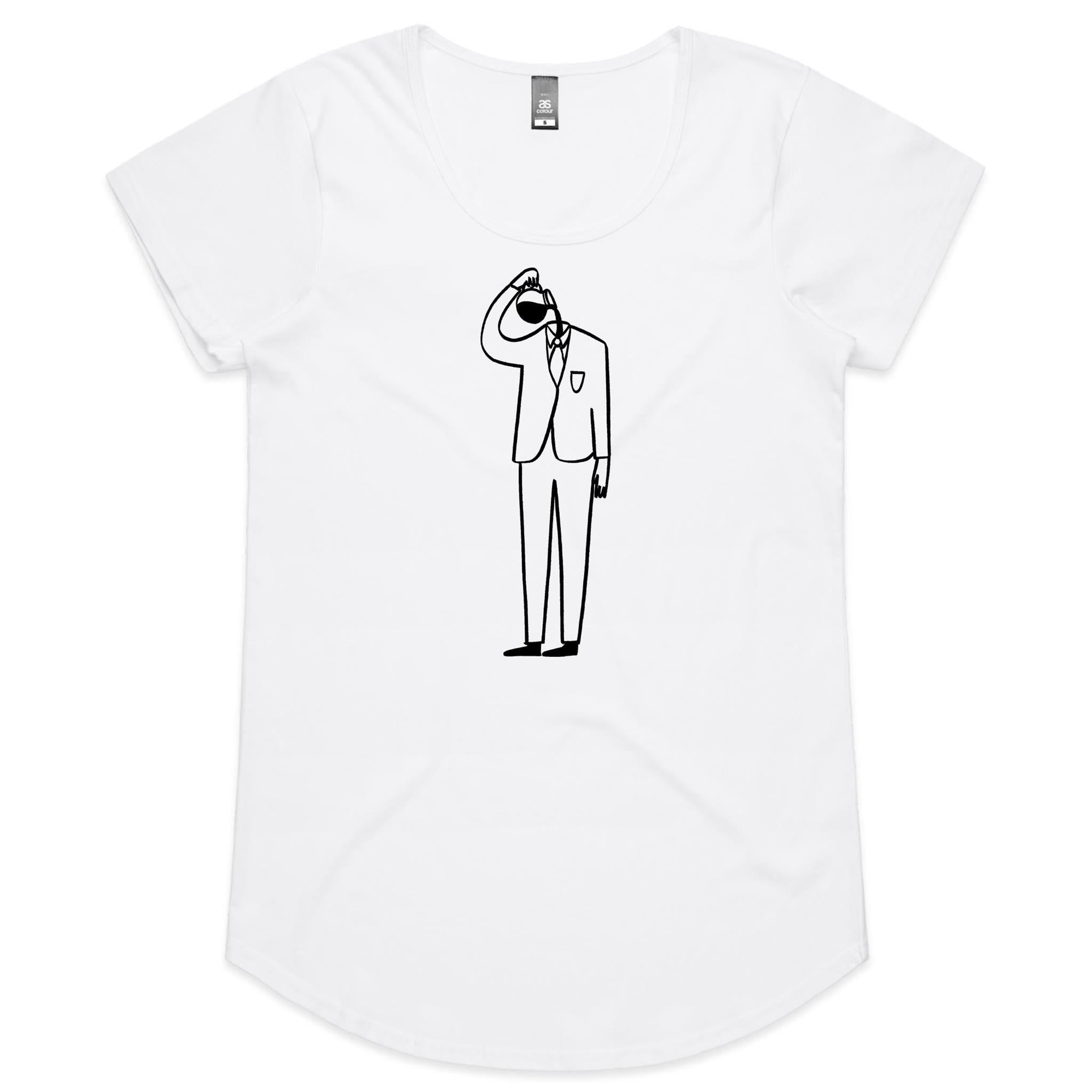 Coffee Brain - Womens Scoop Neck T-Shirt White Womens Scoop Neck T-shirt Coffee Printed In Australia