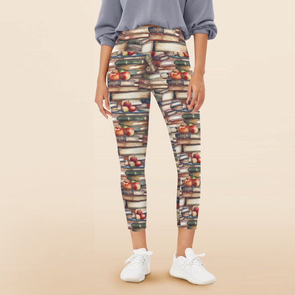 Watercolour Books - Women's High Waist Pockets Yoga Leggings