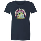 Fiction Addiction - Womens T-shirt Navy Womens T-shirt Printed In Australia Reading