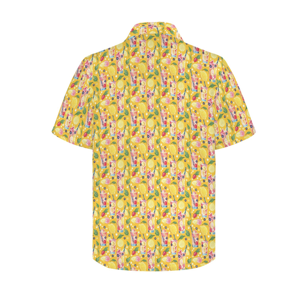Tropical Fruit Drink Men's Short Sleeve Hawaiian Shirt Men's Hawaiian Shirt (New) Food Printed Offshore