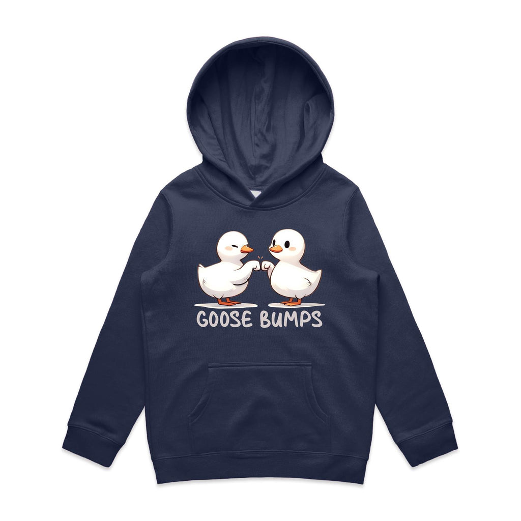 Goose Bumps - Kids Hoodie Midnight Blue Kids Hoodie Printed In Australia