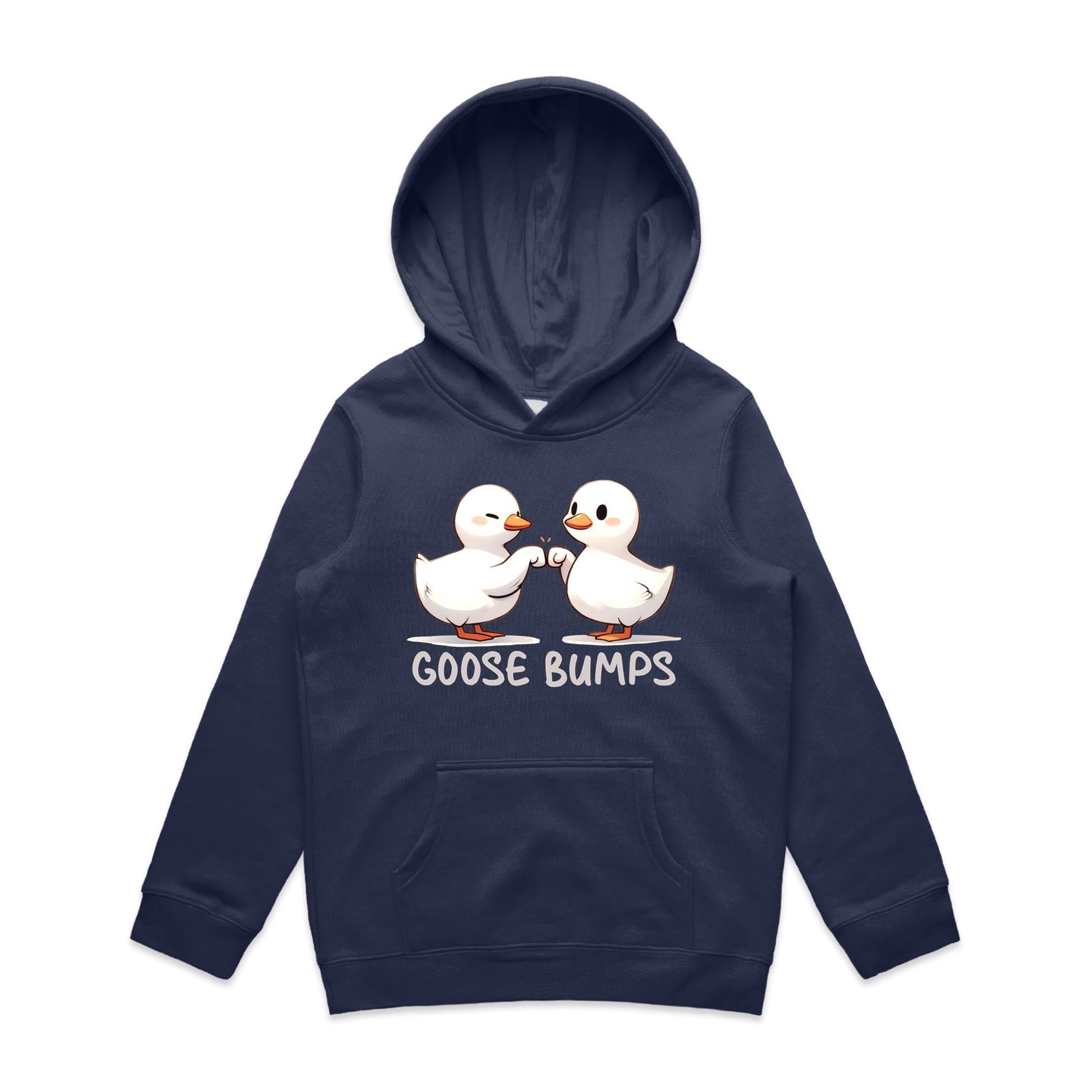 Goose Bumps - Kids Hoodie Midnight Blue Kids Hoodie Printed In Australia