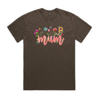 Mum, Flowers AS Colour Heavy Faded Tee Unisex Faded brown Heavy Faded T-shirt Mum Printed In Australia