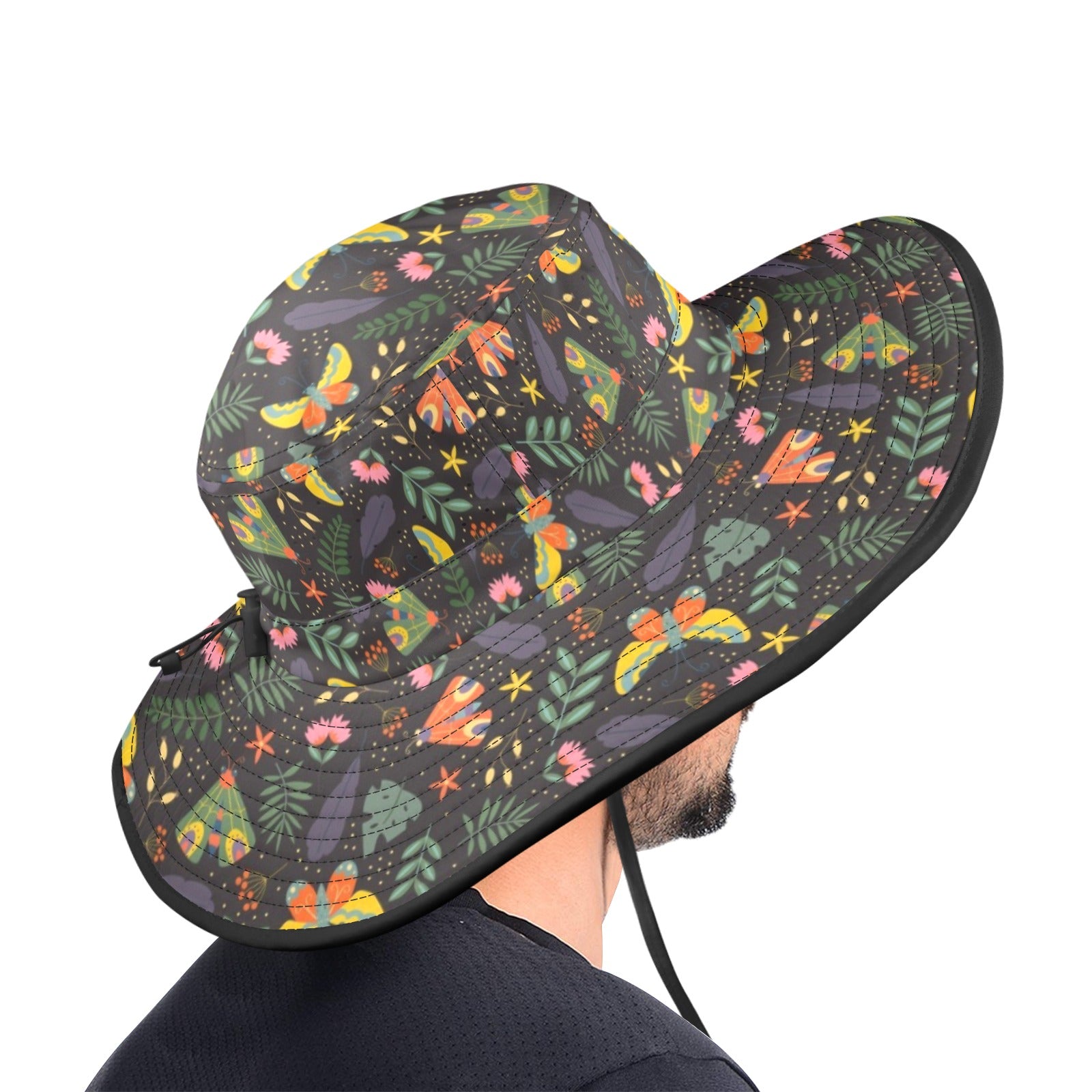 Dark Butterfly Wide Brim Bucket Hat Wide Brim Bucket Hat animal Printed Offshore