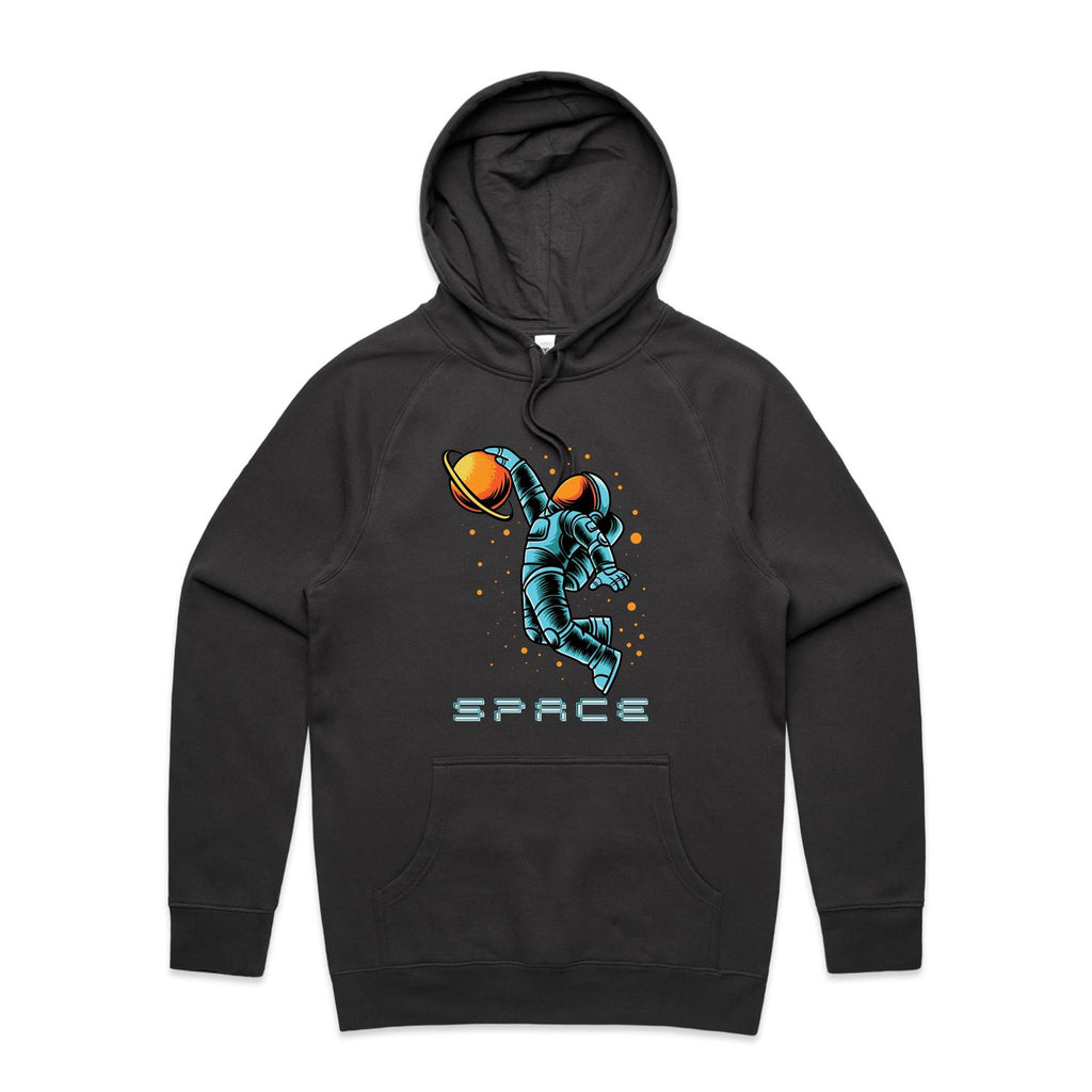 Astronaut Basketball - Mens Hoodie Coal Mens Hoodie Printed In Australia Space