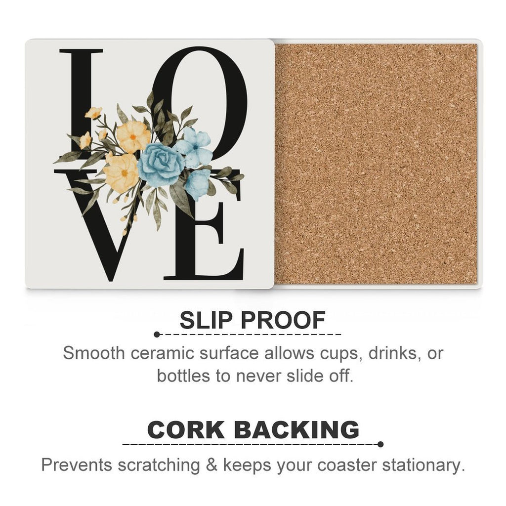 Love - Ceramic Coasters (Square) Ceramic Coasters Love Printed Offshore