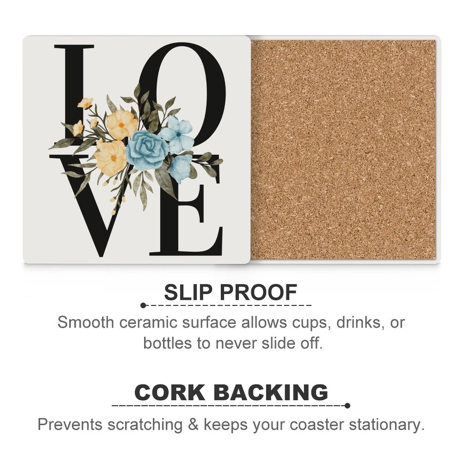 Love - Ceramic Coasters (Square) Ceramic Coasters Love Printed Offshore