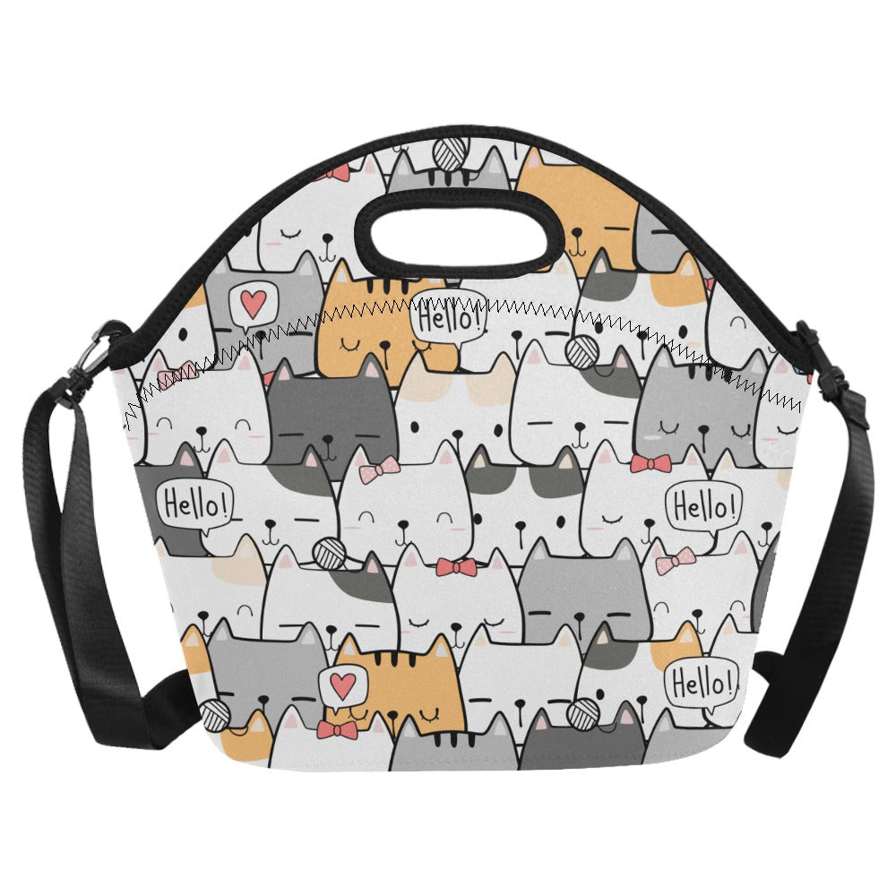 Cat Hello - Neoprene Lunch Bag Neoprene Lunch Bag Printed Offshore