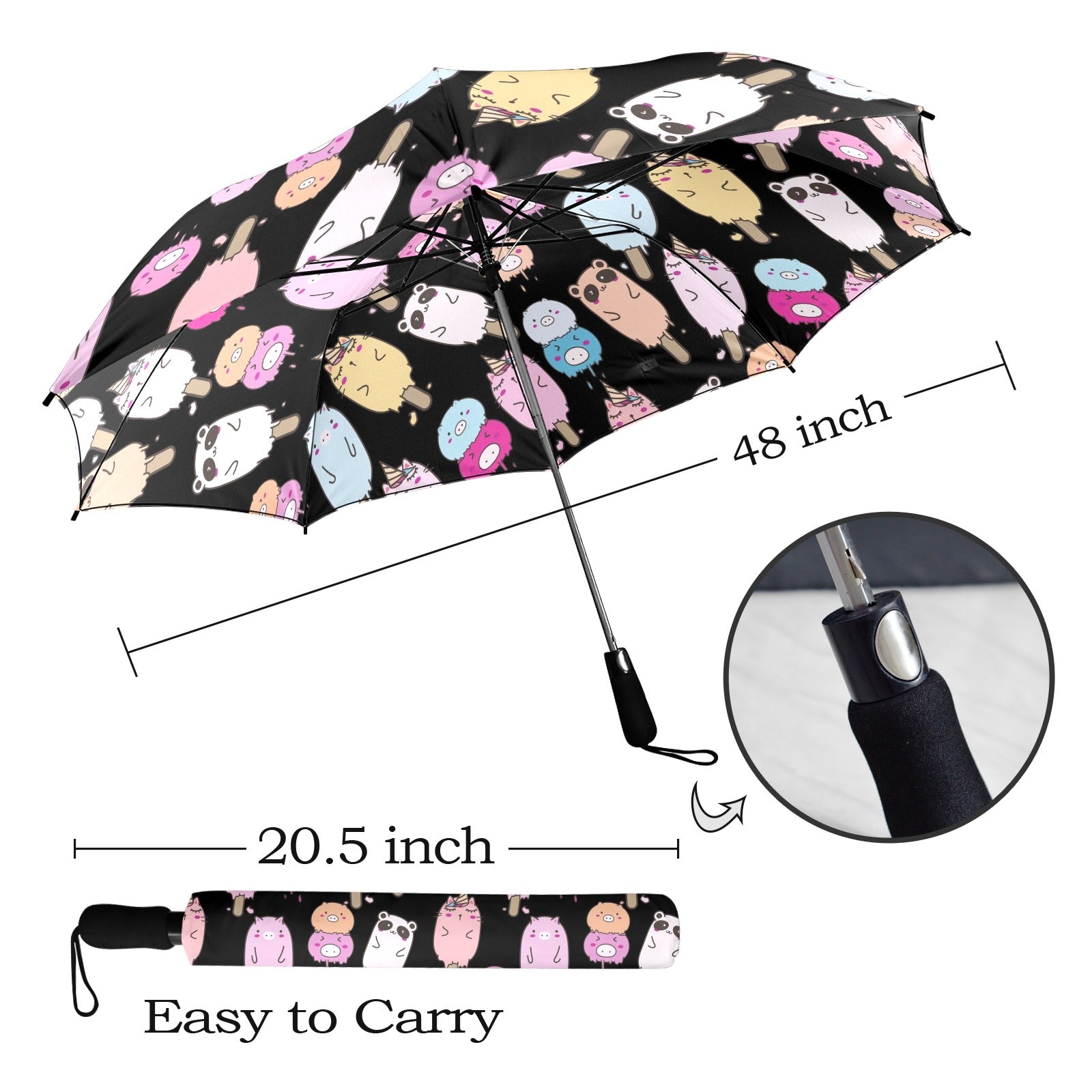 Cute Animal Ice Blocks - Semi-Automatic Foldable Umbrella (Model U12) Semi-Automatic Foldable Umbrella (U12)