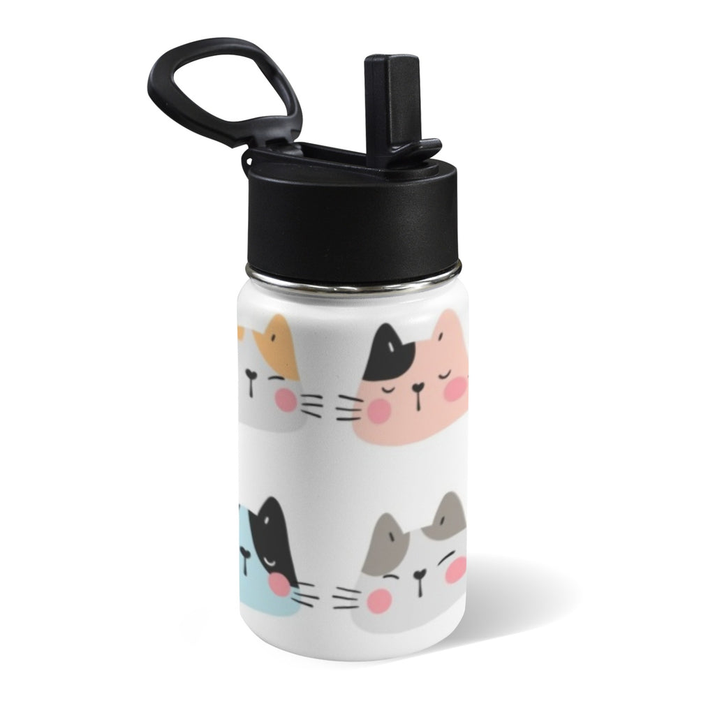 Cat Faces 12oz Kids Water Bottle with Straw Lid