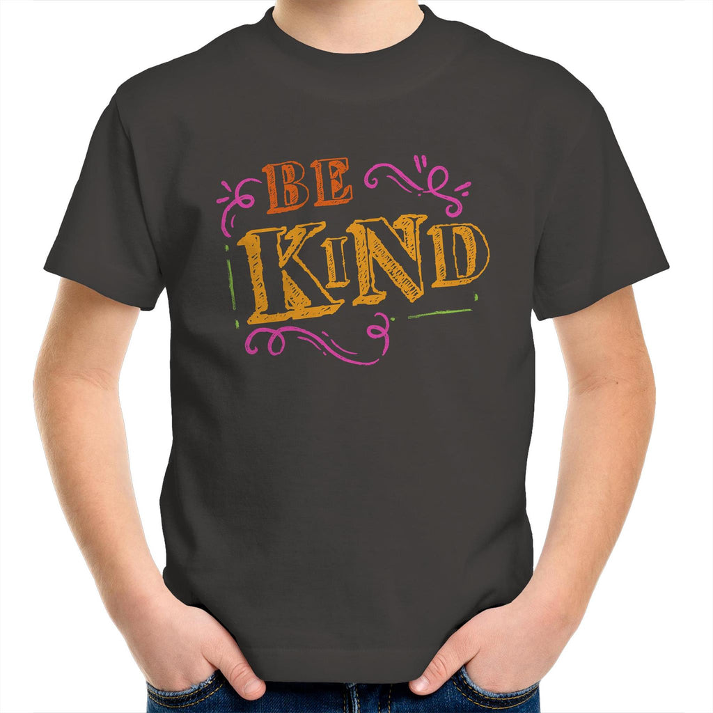 Be Kind - Kids Youth T-Shirt Charcoal Kids Youth T-shirt Kindness Printed In Australia