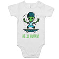 Hello Humans, Alien - Baby Bodysuit White Baby Bodysuit Printed In Australia