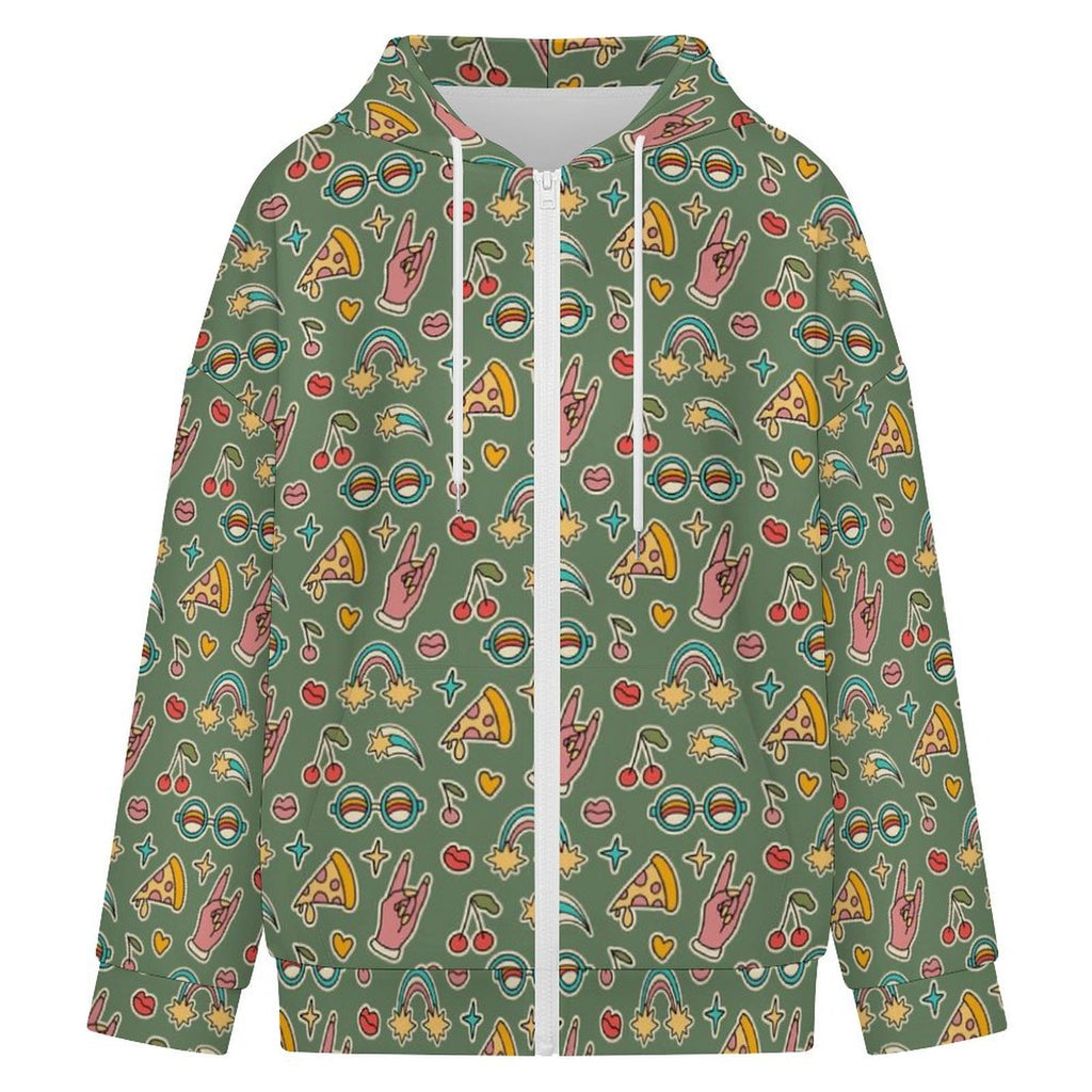 Groovy Retro Women's Full-Zip Hoodie