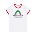 Statasaurus, Maths, Dinosaur - Women's Ringer Tee White Red Womens Ringer T-shirt animal Maths Printed In Australia