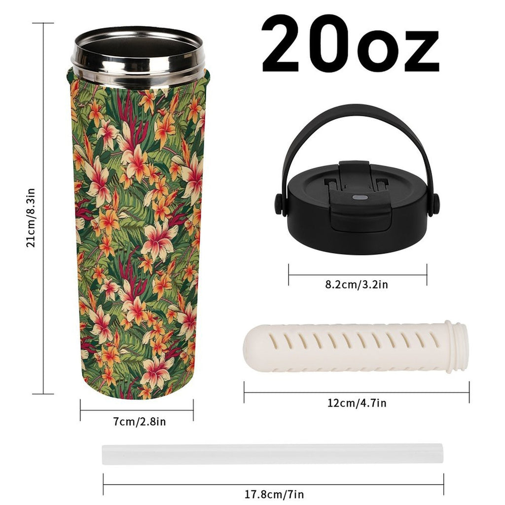 Vintage Hawaiian Floral 20oz Tea Tumbler with Carry Handle