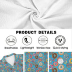 Doughnuts On Blue Men's Crinkle Hawaiian Shirt