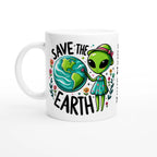 Personalised - Save The Earth, Alien - 11oz Ceramic Mug Ceramic White Personalised Mug customise Environment Globally Fulfilled personalise Sci Fi