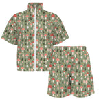 Mushroom Garden Women's Windbreaker Short Set Women's Windbreaker Short Set Plants Printed Offshore