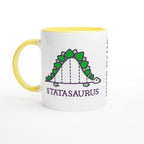 Personalised - Statasaurus - White 11oz Ceramic Mug with Colour Inside Ceramic Yellow Personalised 11oz Mug animal customise Globally Fulfilled Maths personalise Science