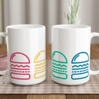 Burger, Burger, Burger - White 15oz Ceramic Mug 15oz Mug food Globally Fulfilled