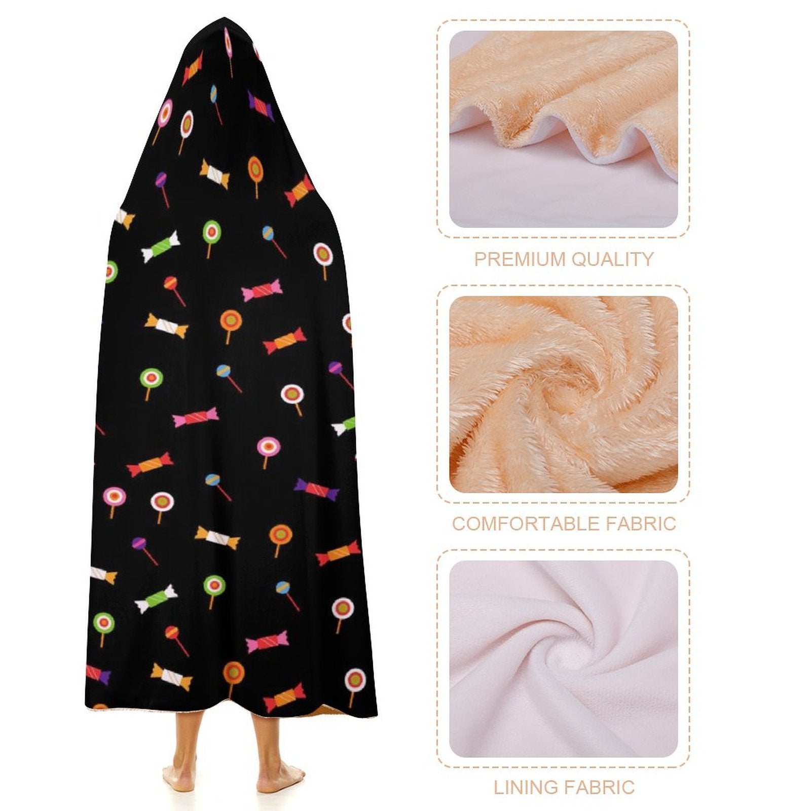 Candy Kids Hooded Blanket 100cm x 130cm Kids Hooded Blanket Food Printed Offshore