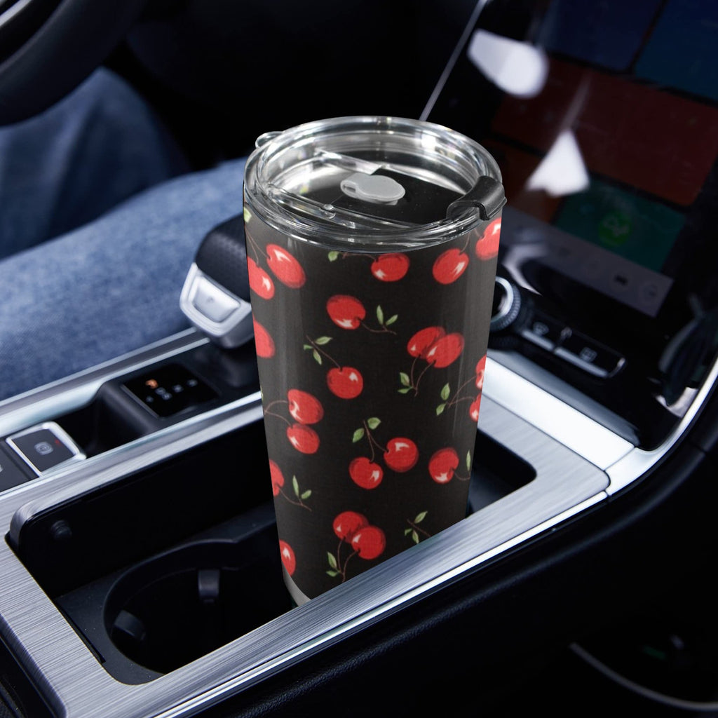 Cherry - 20oz Mobile Tumbler with Lid (Black Lock) 20oz Travel Mug Food Printed Offshore