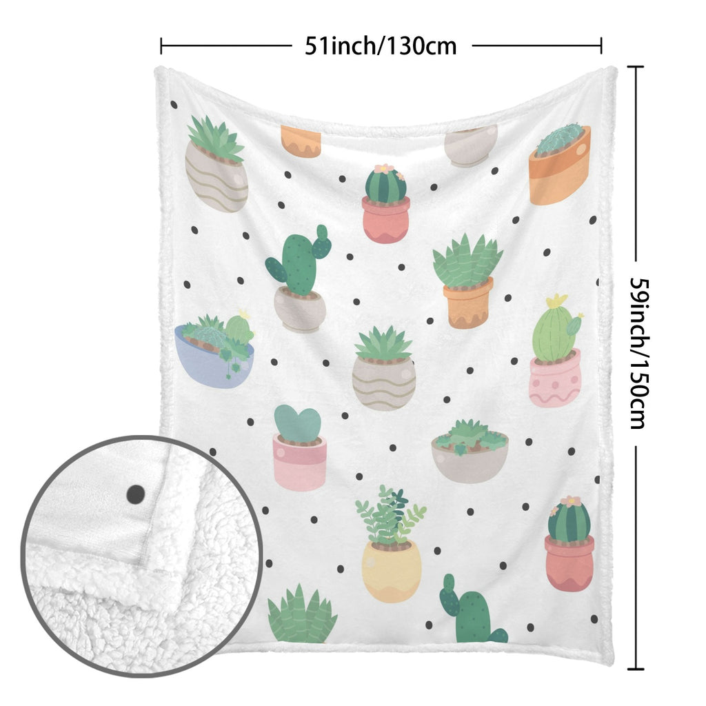 Cactus Plants - Double-Layer Fleece Blanket 51"x59"