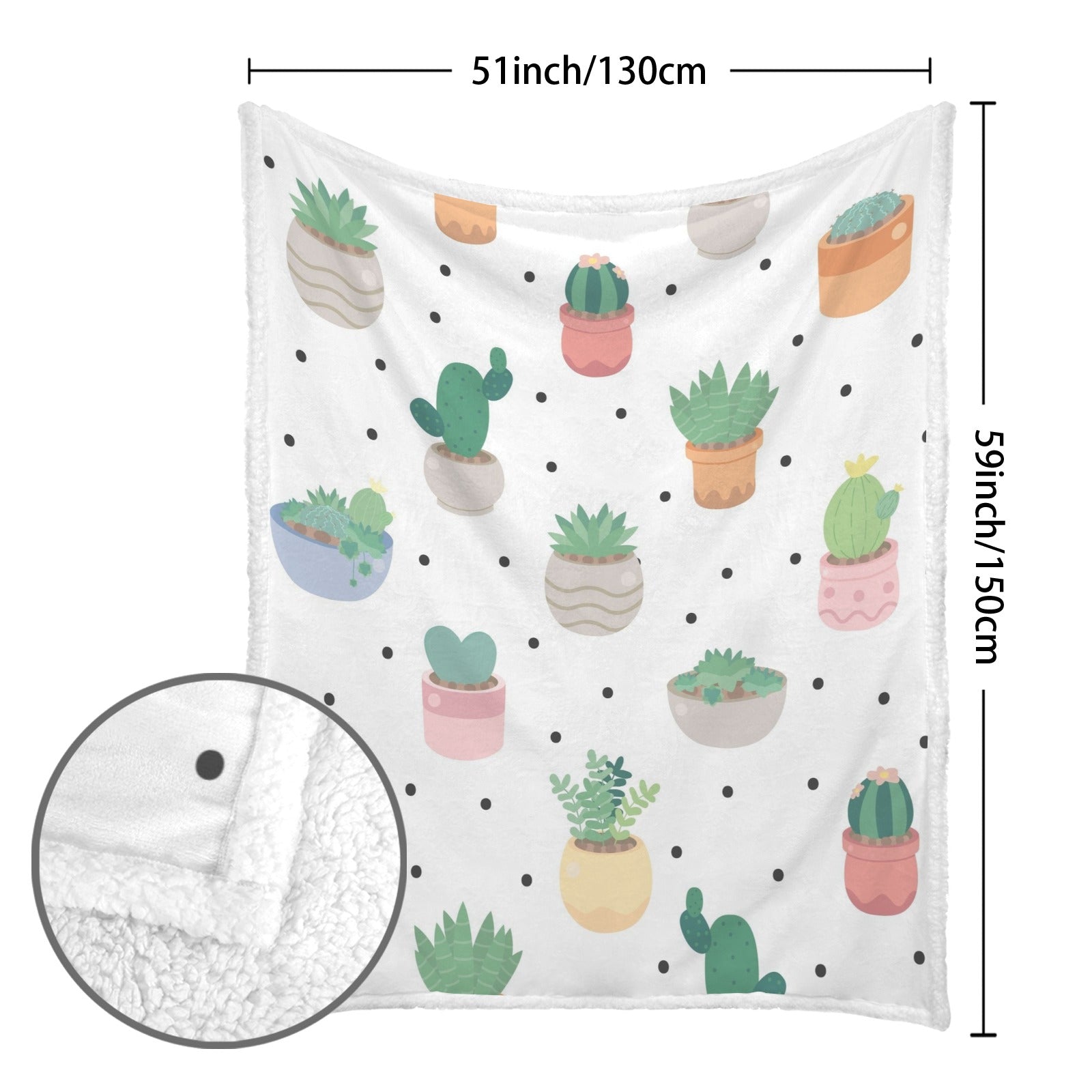 Cactus Plants - Double-Layer Fleece Blanket 51"x59"